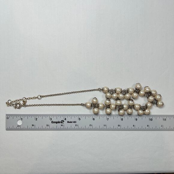 J.Crew Faux Pearl Cluster Statement Necklace Goldtone Ivory Bubble Bauble - Picture 6 of 7